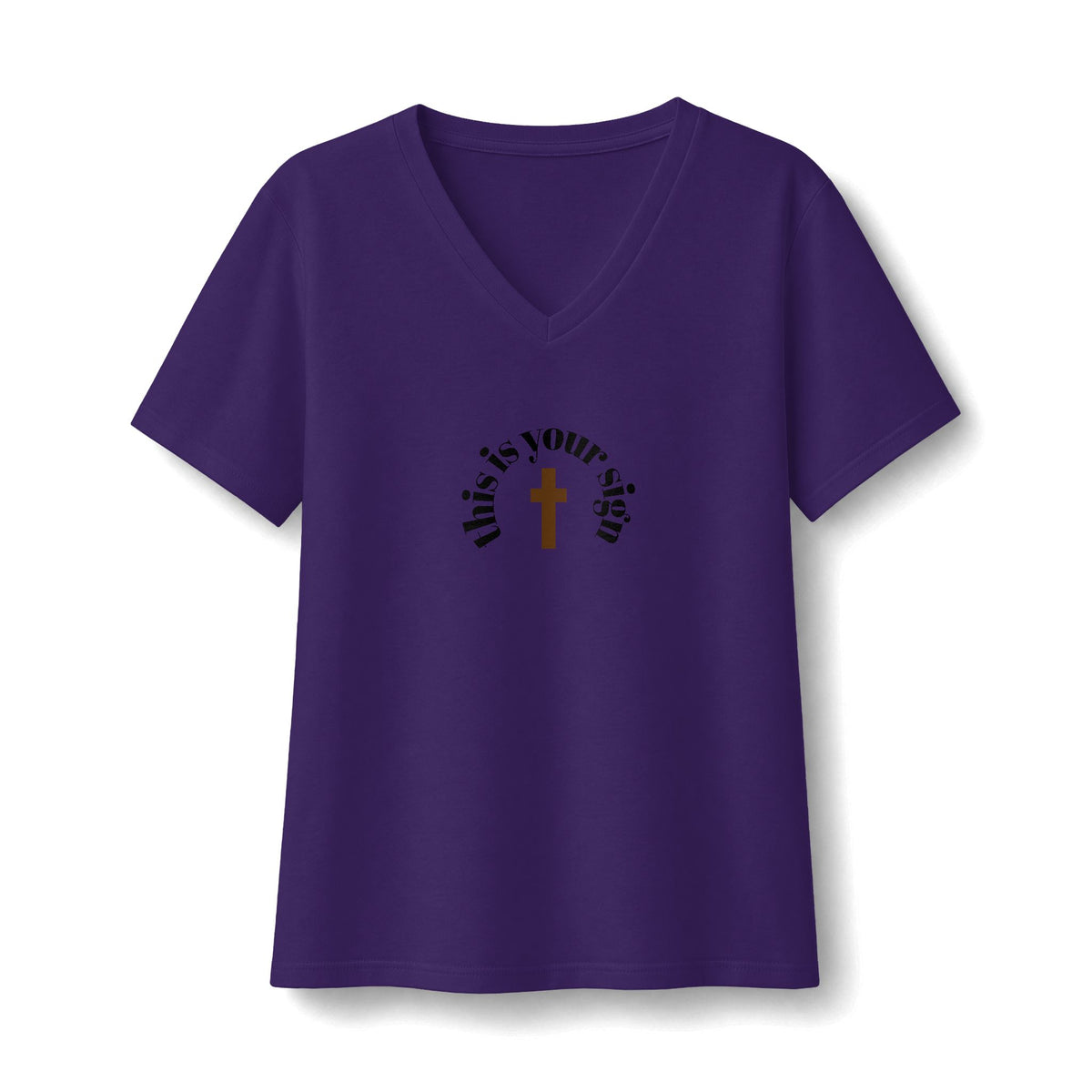 Do Not Fear — Women's V-Neck Tee with 'God Is With You' Cross Design