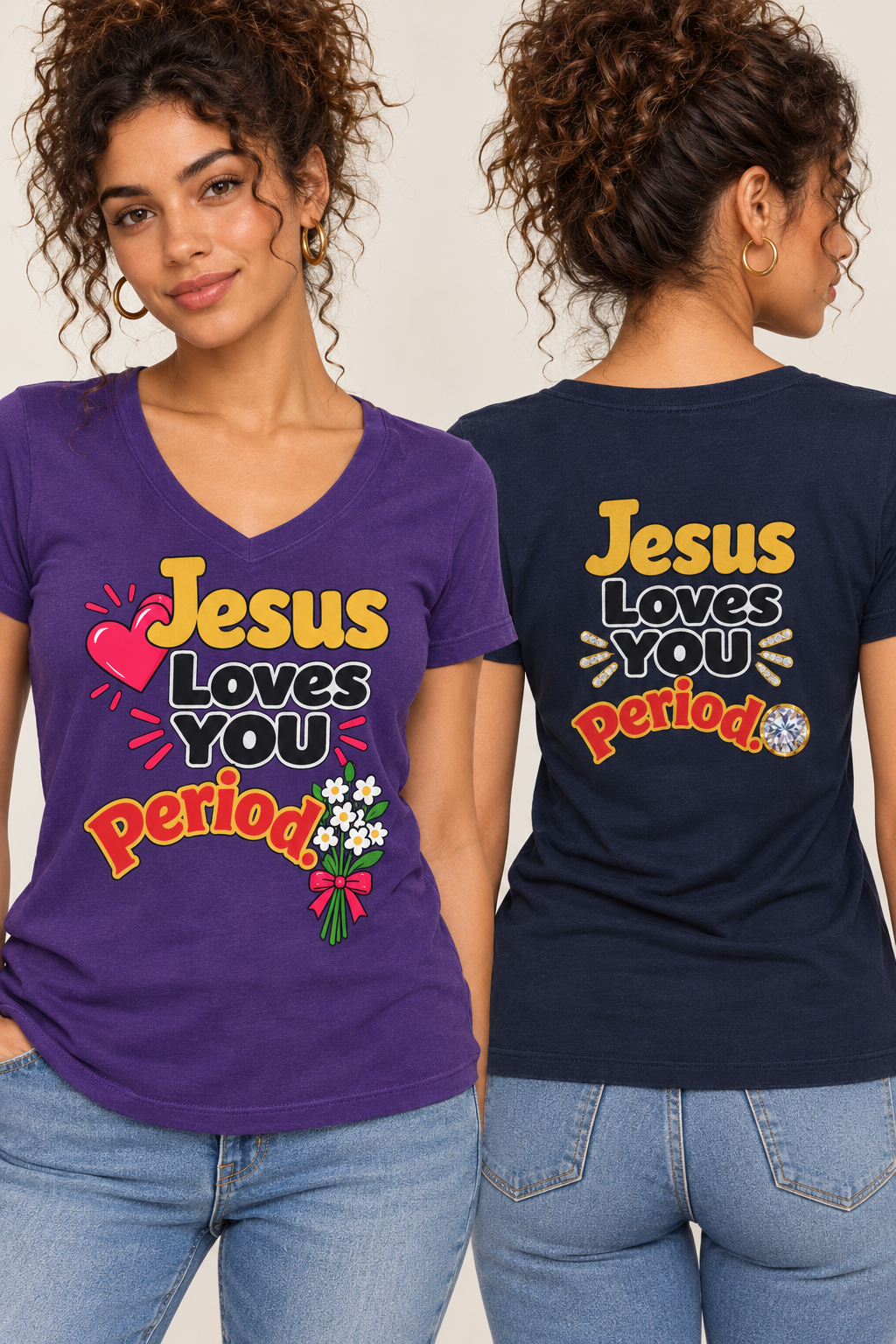 Jesus Loves You Period Front and Back design t-shirt | Christian Faith Tee