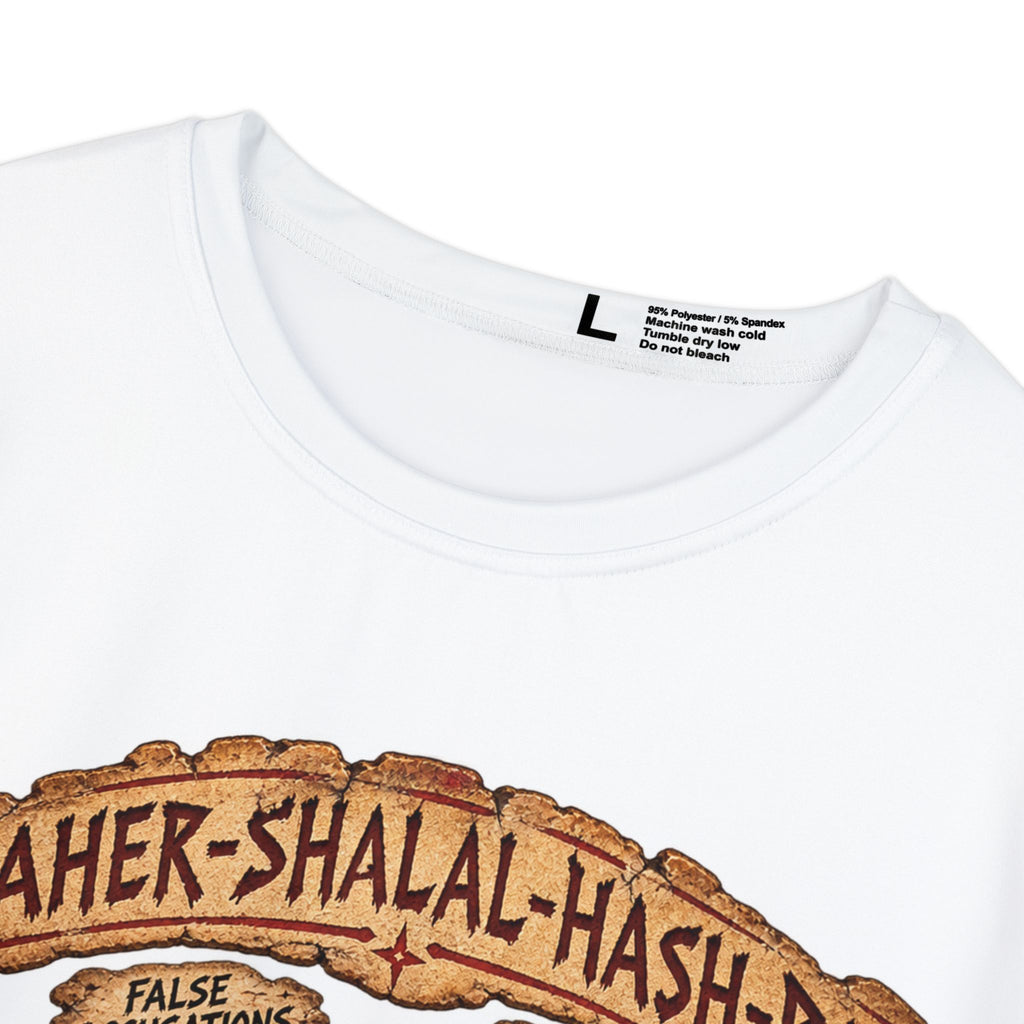 Isaiah 8 Prophecy. Maher-Shalal-Hash-Baz Graphic Tee — "Swift to the Plunder" Emmanuel Women’s Shirt