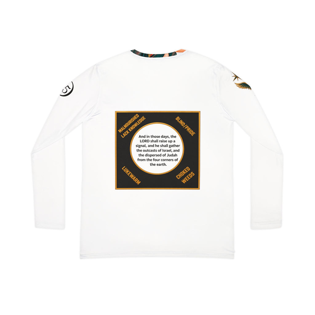 Spiritual Israel Women’s V‑Neck Long Sleeve Shirt — Inspirational Two Women Illustration with Scripture Back Panel