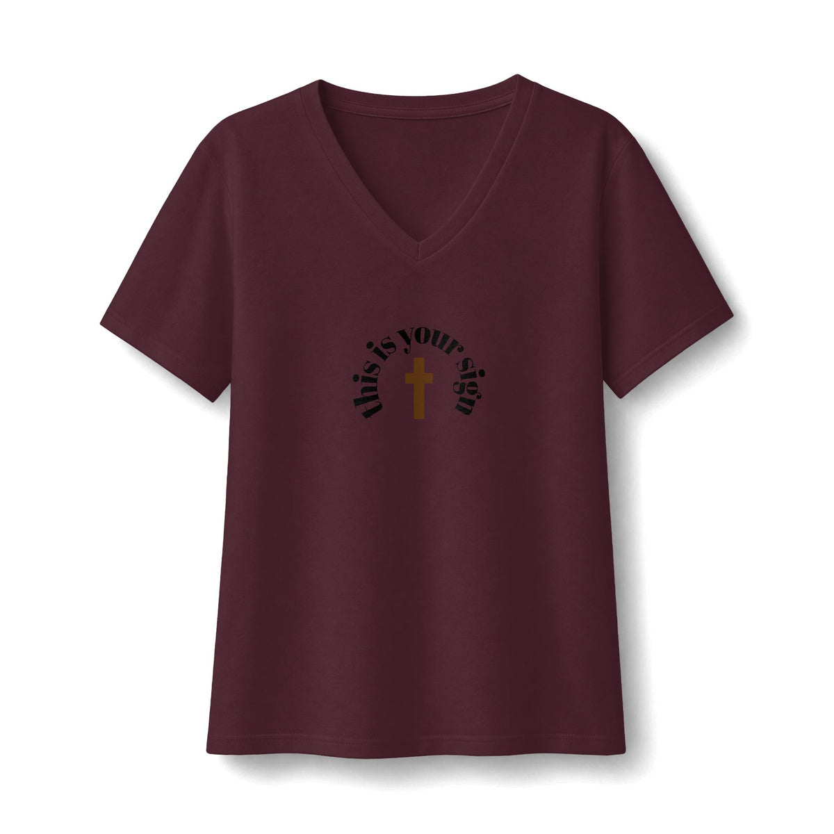 Do Not Fear — Women's V-Neck Tee with 'God Is With You' Cross Design