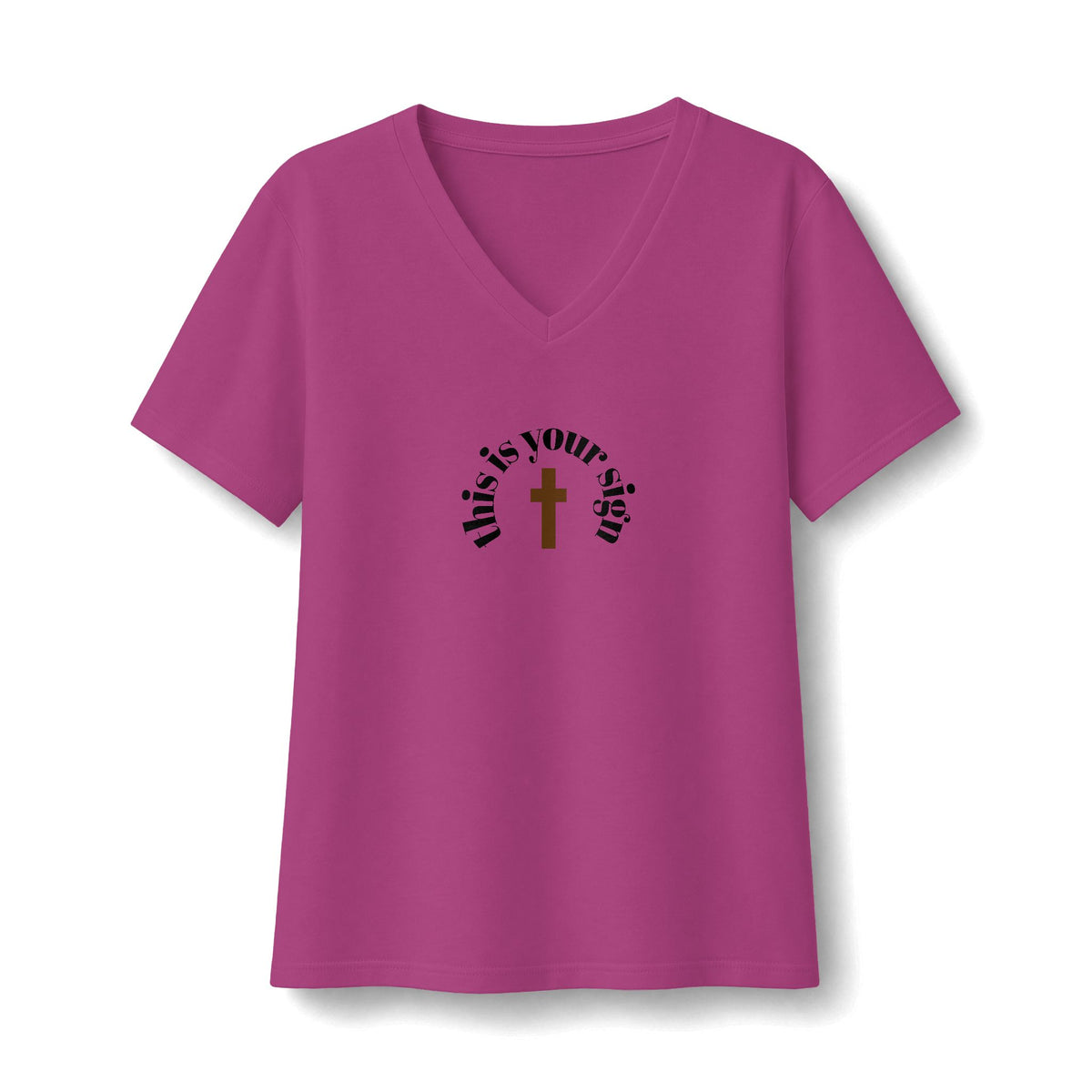 Do Not Fear — Women's V-Neck Tee with 'God Is With You' Cross Design