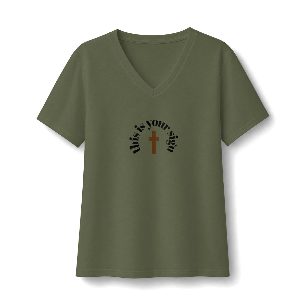 Do Not Fear — Women's V-Neck Tee with 'God Is With You' Cross Design